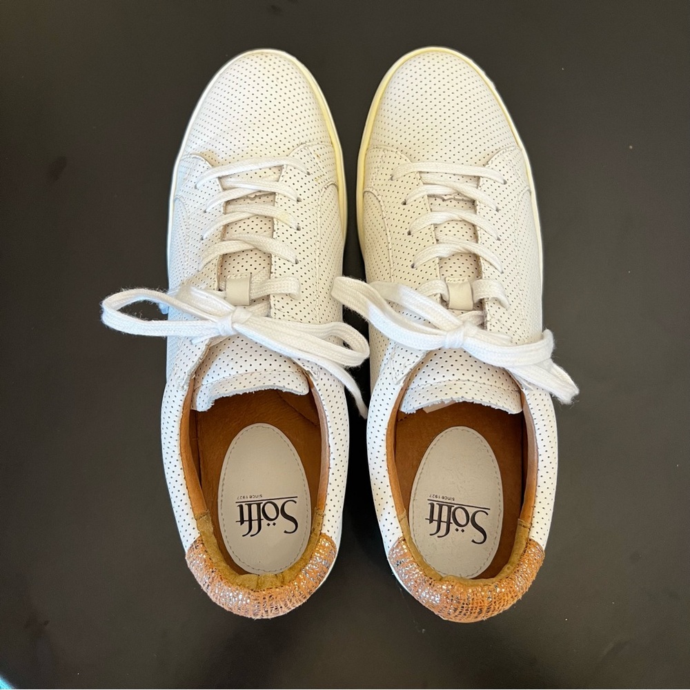 Sofft White Somers Tie Perforated Sneaker 10 - Picture 2 of 11